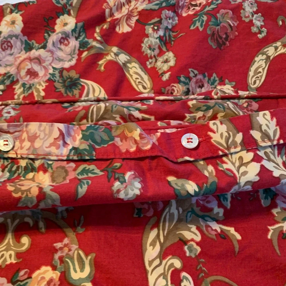 Vintage Ralph Lauren red floral scrolls twin duvet cover